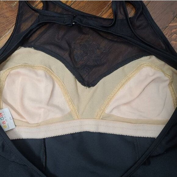 Vintage 90s Jantzen Black Mesh High Neck One Piece Swimsuit - Picture 7 of 13